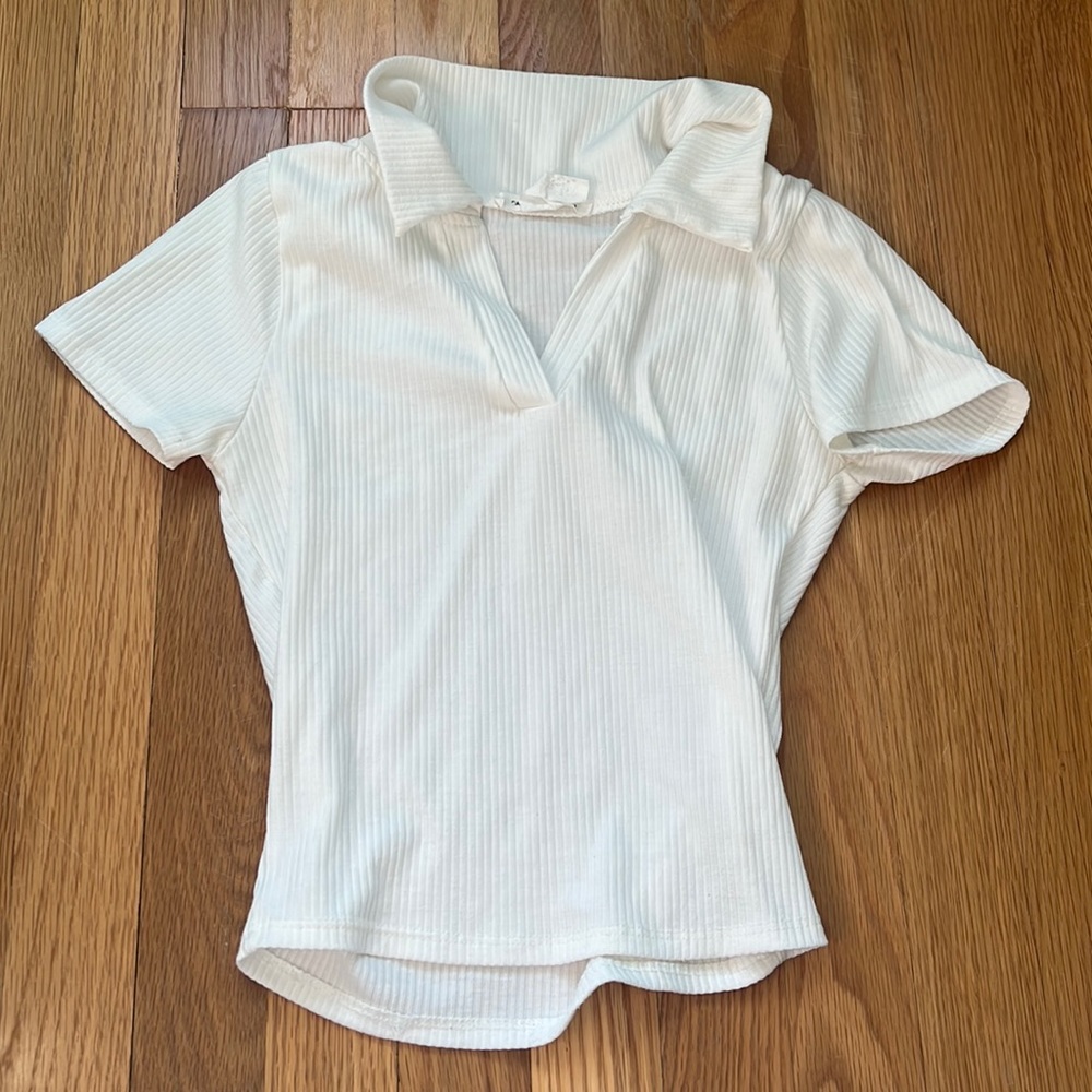 White collared crop top